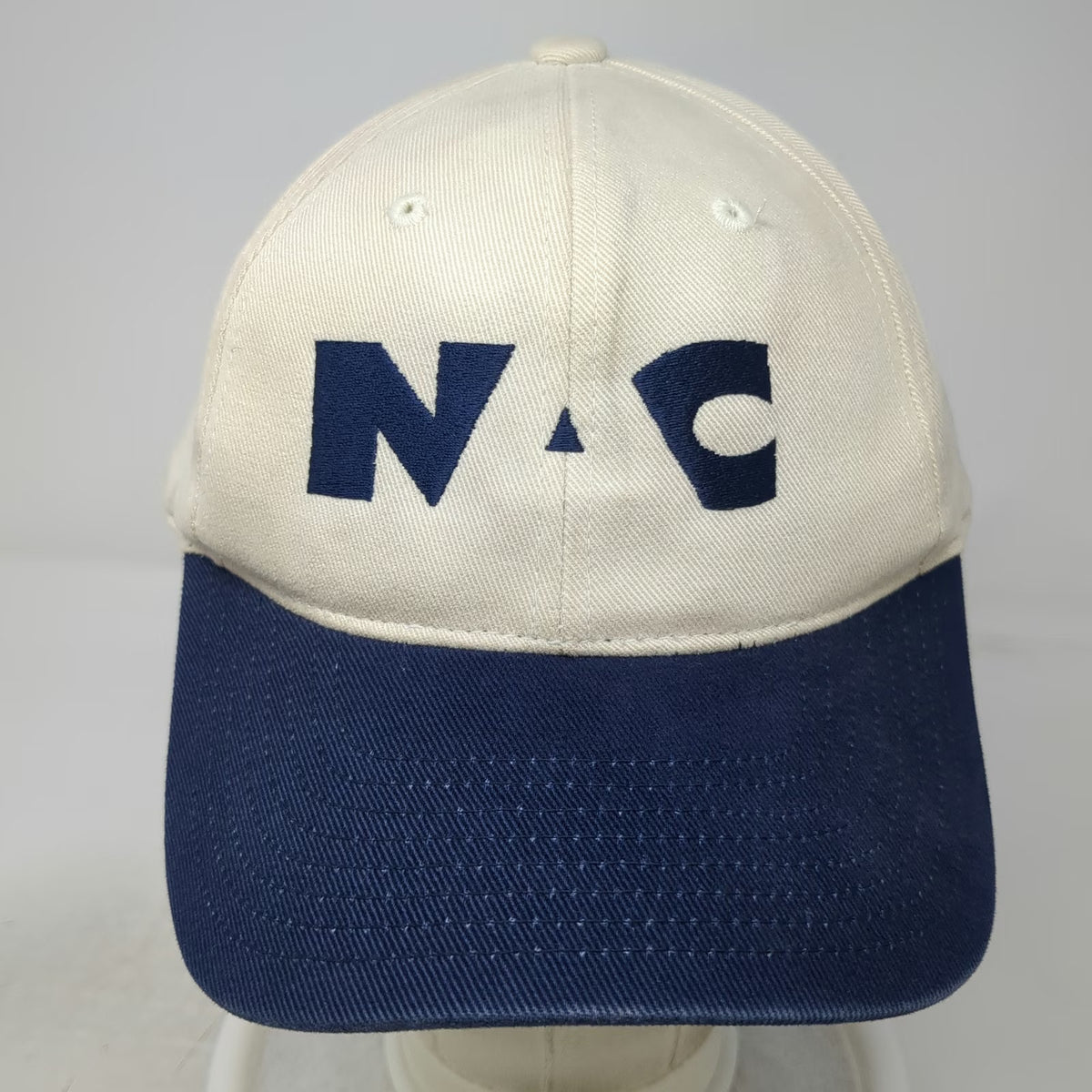 Port Authority Baseball Cap Beige Blue One Size Strapback Embroidered NAC Hat