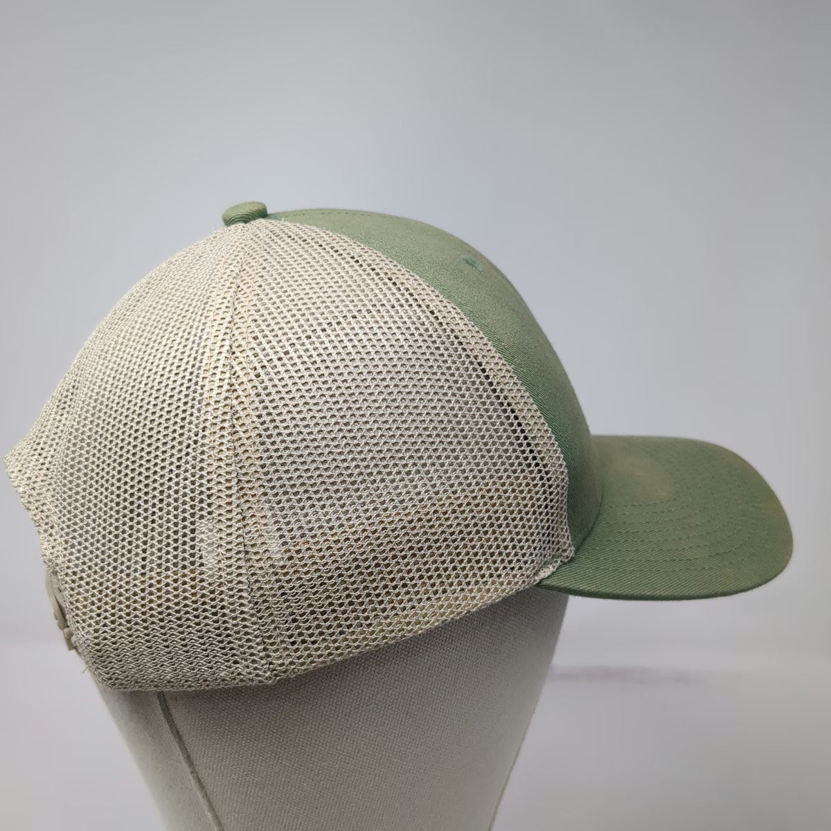 Little Bay Root Trucker Hat Green One Size Oregon Mountain Leather Patch Mesh