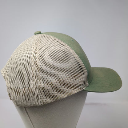 Little Bay Root Trucker Hat Green One Size Oregon Mountain Leather Patch Mesh