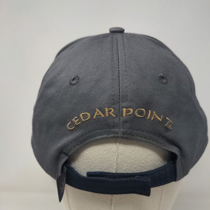 Bozkee Men's Strapback Hat Gray OSFM Cedar Point Valravn Rollercoaster Logo