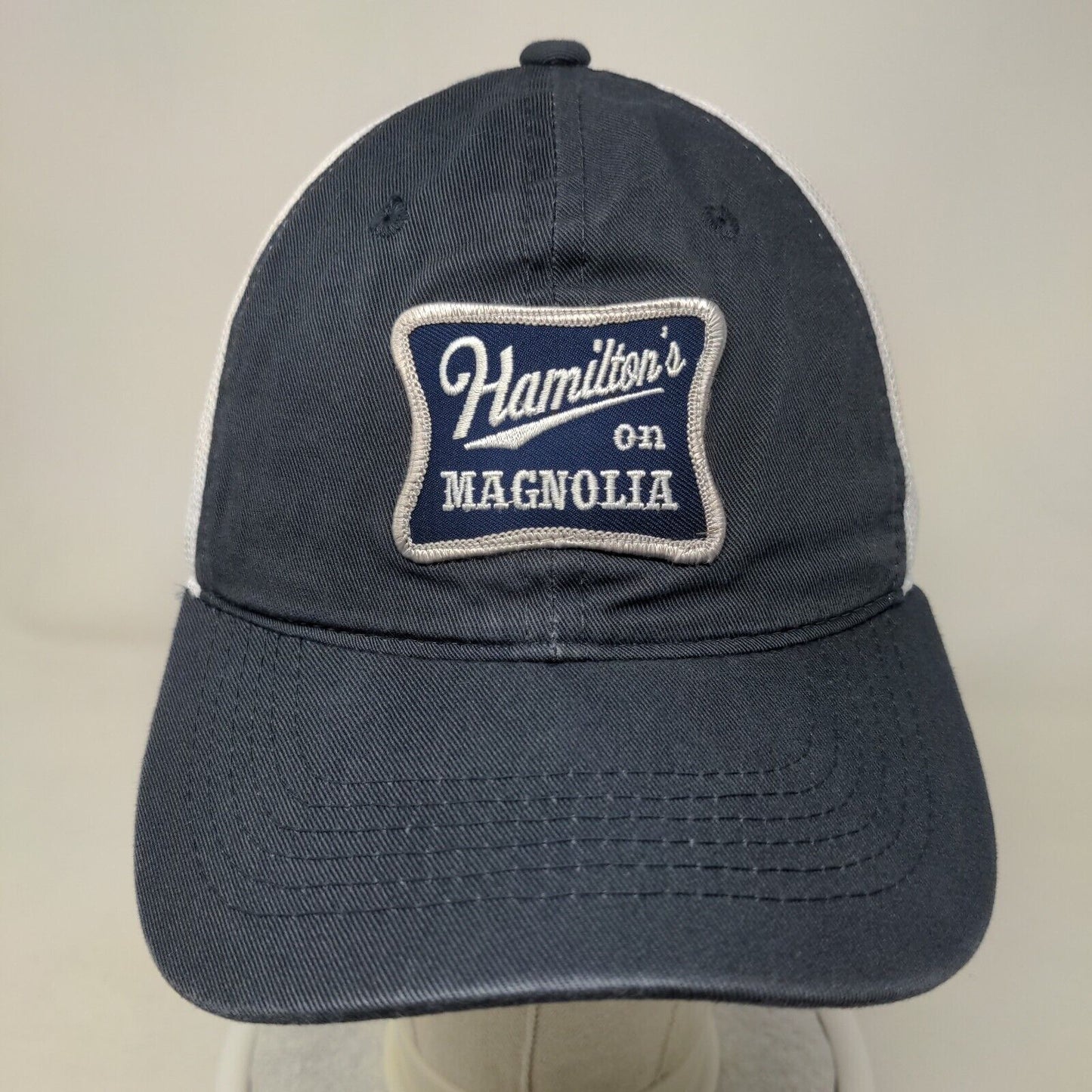 Hamilton's on Magnolia Strapback Trucker Hat Blue OSFM Adjustable Mesh Back