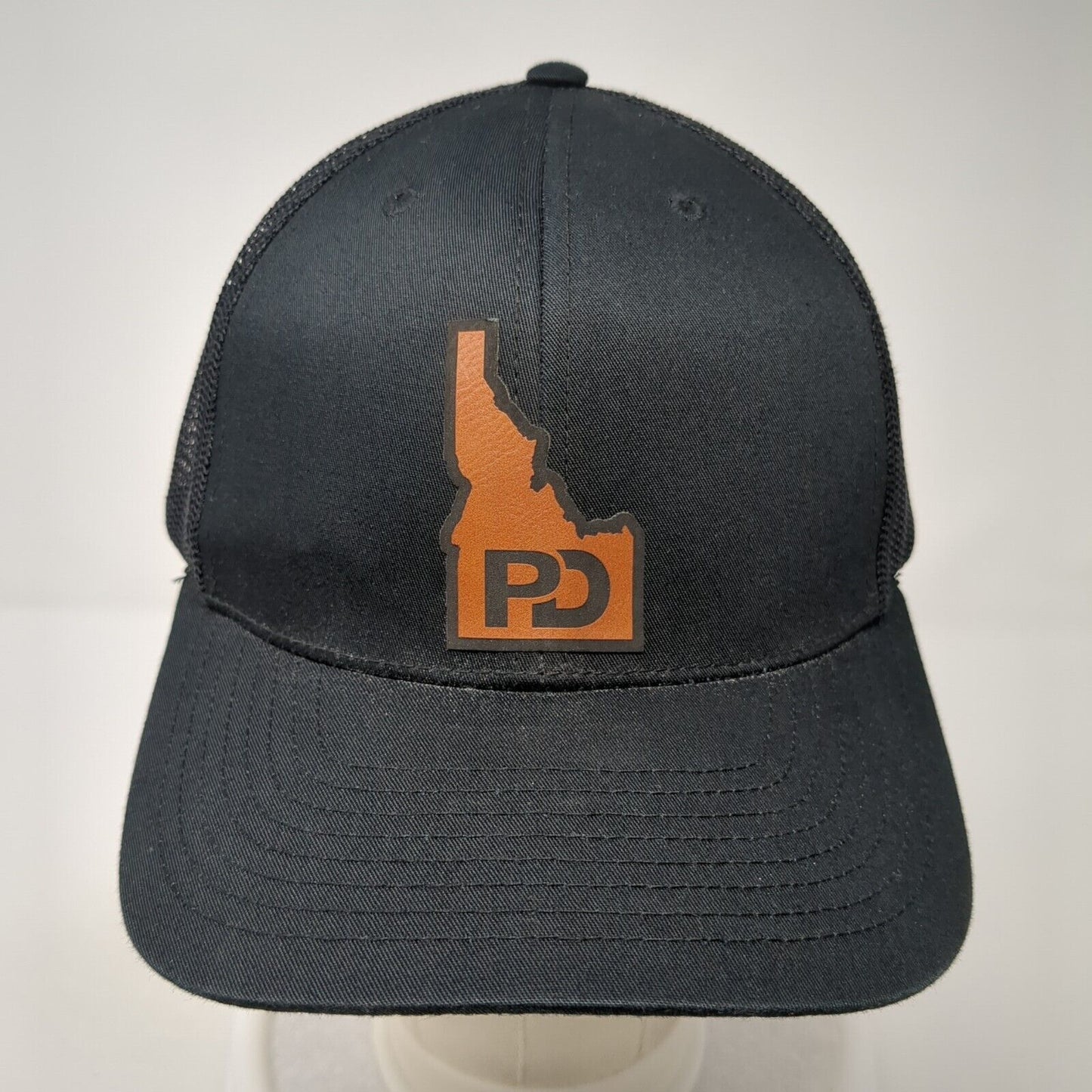 PD Idaho Snapback Trucker Hat Black One Size Adjustable Mesh Back Richardson