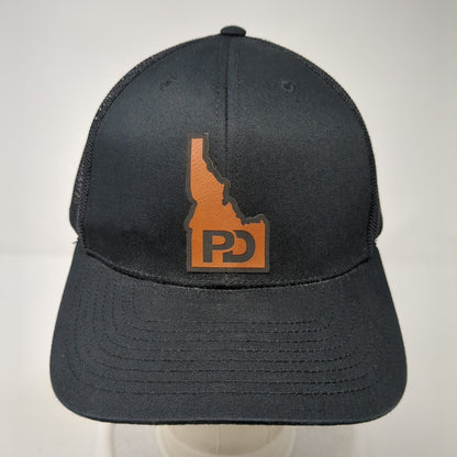 PD Idaho Snapback Trucker Hat Black One Size Adjustable Mesh Back Richardson