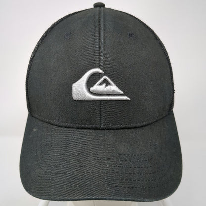 Quiksilver Trucker Hat Black One Size Mesh Snapback Mountain Wave Surf Logo
