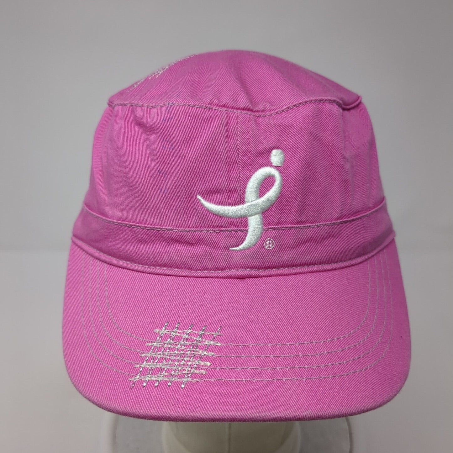 In Pink Cadet Army Cap Pink One Size Adjustable Embroidered Distressed Cotton