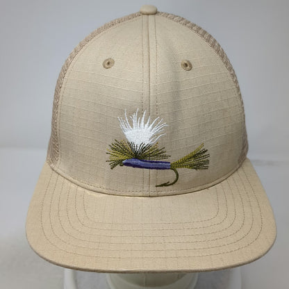 Simms Trucker Hat Beige One Size Fishing Fly Mesh Snapback Curved Brim Outdoor