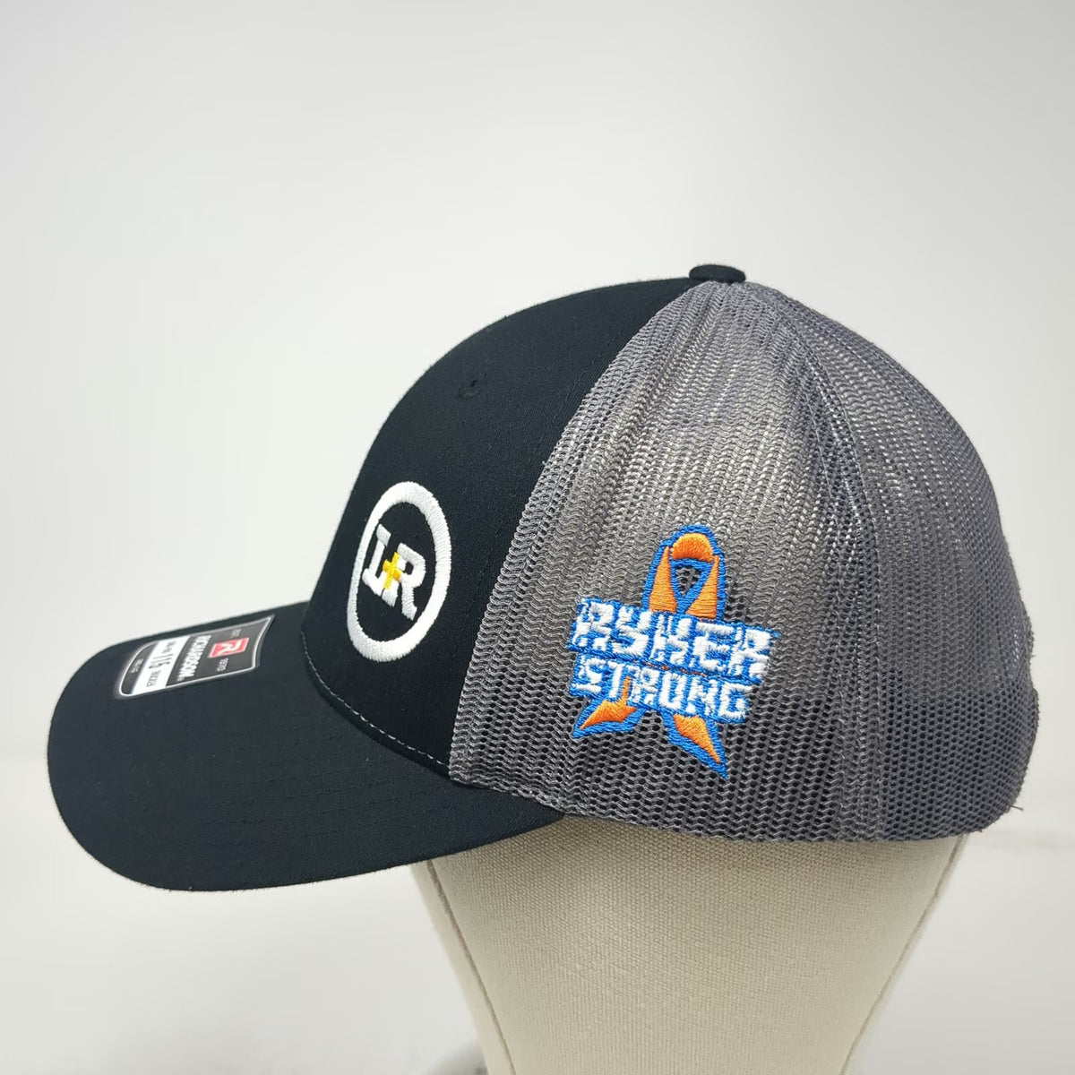 Richardson Trucker Hat Black L Ryker Strong LR Cross American Flag Mesh Snapback