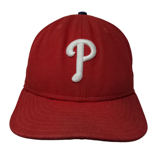 New Era Men's Fitted Hat Red Size 7 1/4 Embroidered Philadelphia Phillies Logo