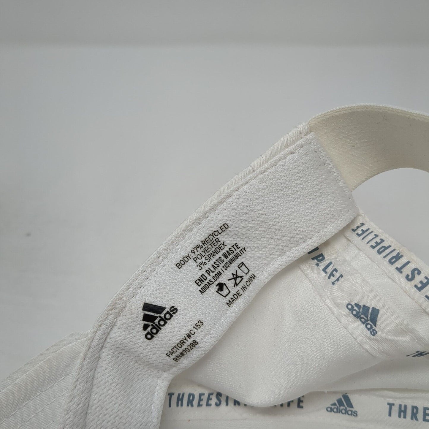 Adidas 3 Stripes Strapback Hat White One Size Solid Stretch Ponytail
