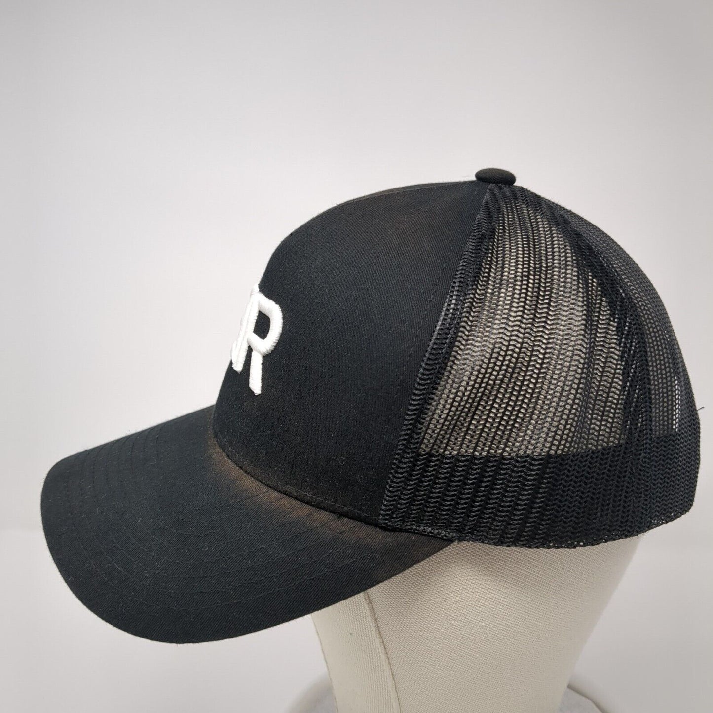 ER Snapback Trucker Hat Black One Size Adjustable Mesh Back Classics Yupoong