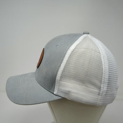 GOAT USA Trucker Hat Gray One Size Leather Patch Mesh Back Snapback Goat Logo