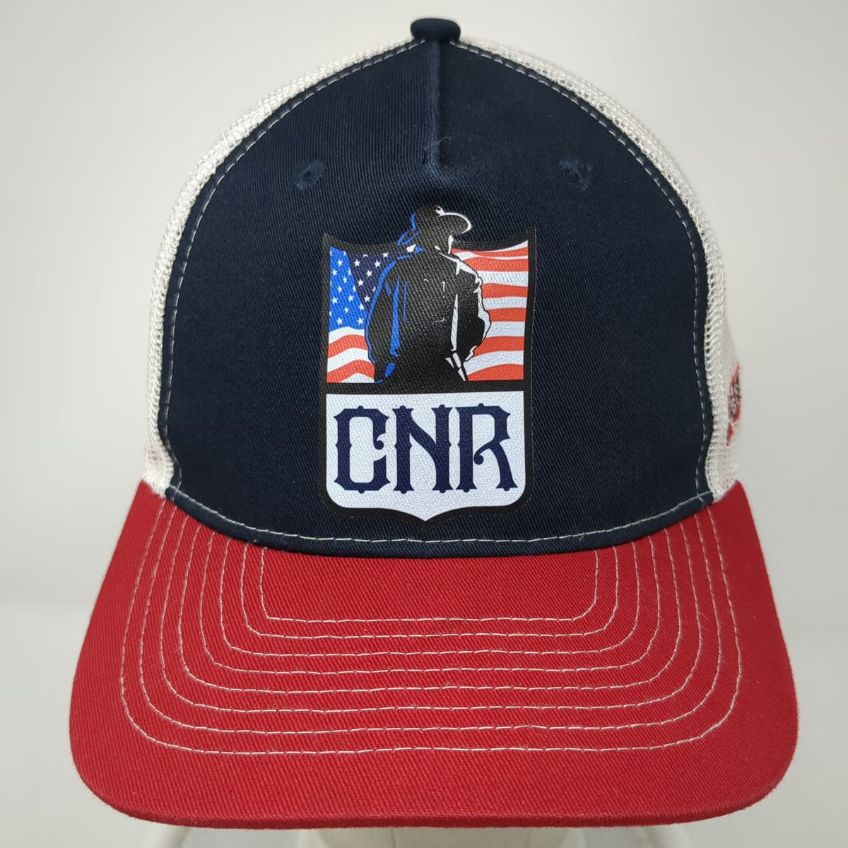 AMG Trucker Hat Blue One Size CNR American Flag D&B Supply Snapback Mesh Western