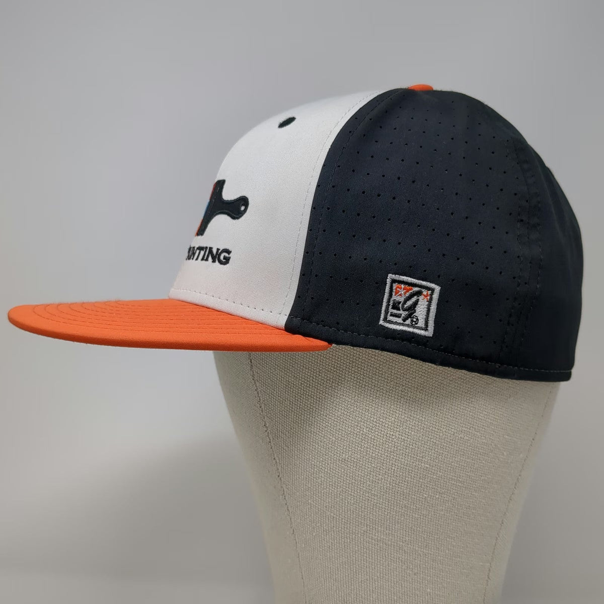 The Game Baseball Cap White Black Orange M Simons Painting Logo Stretch Fit Hat