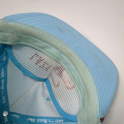 Lazy J Ranch Wear 5 Panel Blue One Size Rope Hat Snapback Bull Graphic Premium