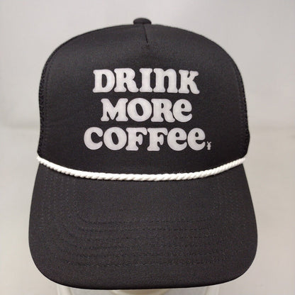 Drink More Coffee Snapback Rope Trucker Hat Black OSFA Mesh Back