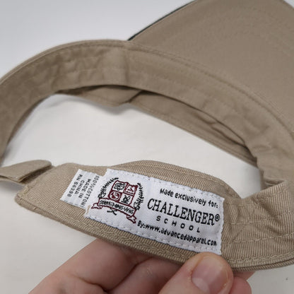 Challenger School Strapback Sun Visor Hat Tan One Size Adjustable Embroidered