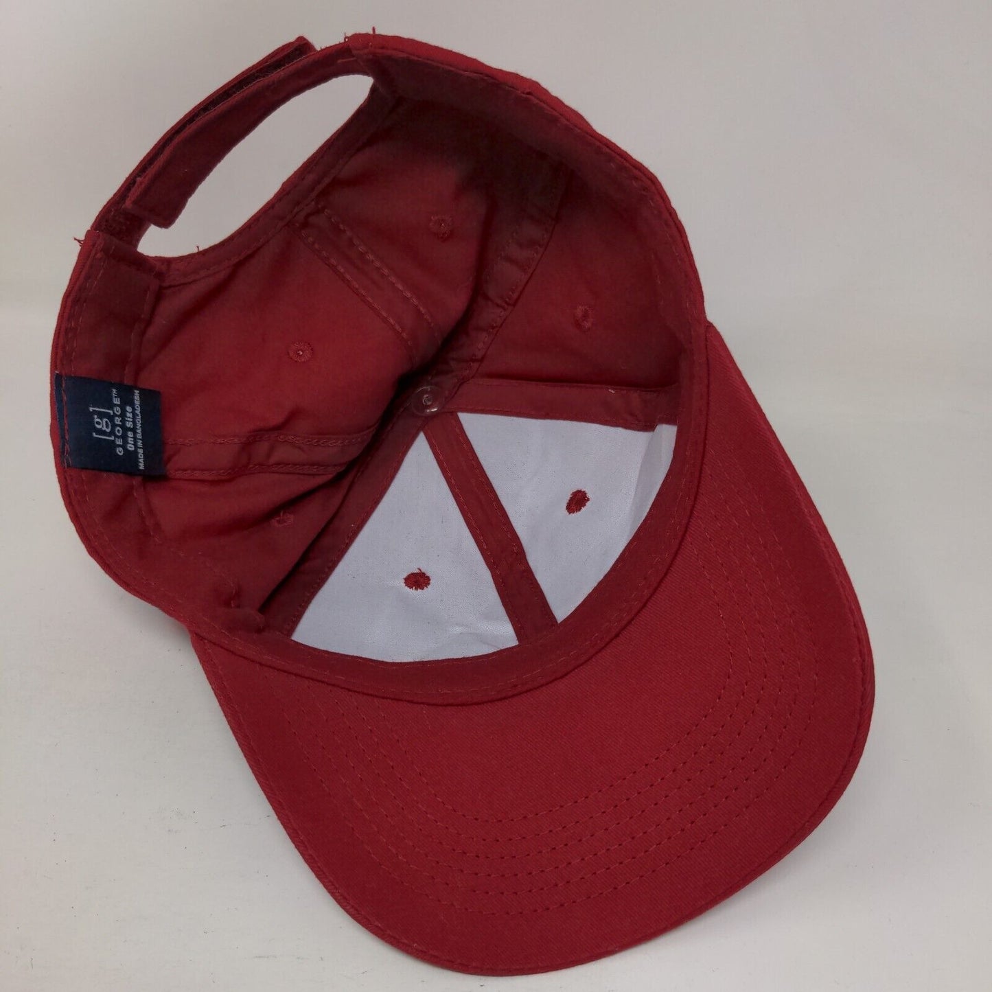 George Strapback Hat Red One Size Adjustable Vented Holes 6 Panel Blank