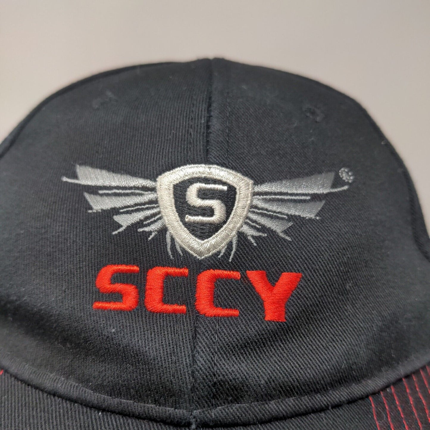 SCCY Men's Strapback Hat Black Size OSFM Embroidered Logo Cotton Firearms