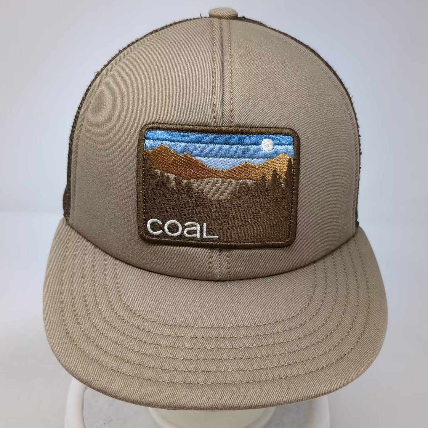 Coal Trucker Hat Brown OS Embroidered Mountain Landscape Snapback Adjustable