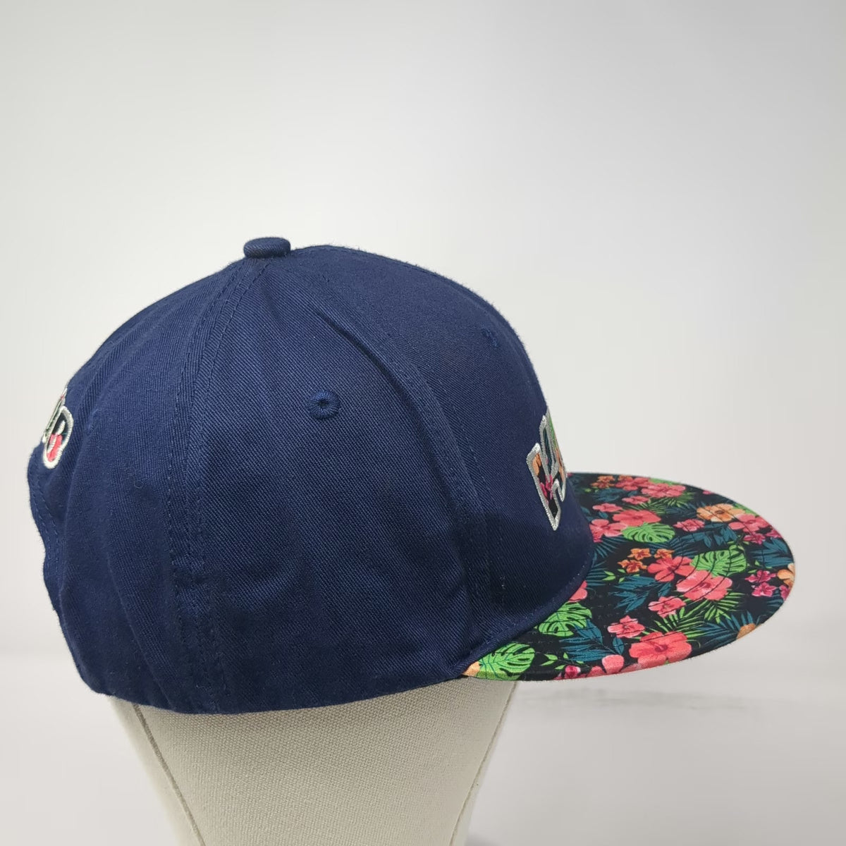 Hawaiian Headwear Snapback Hat Blue One Size Floral Brim Kauai 808 Embroidery