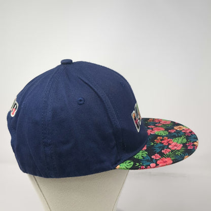 Hawaiian Headwear Snapback Hat Blue One Size Floral Brim Kauai 808 Embroidery