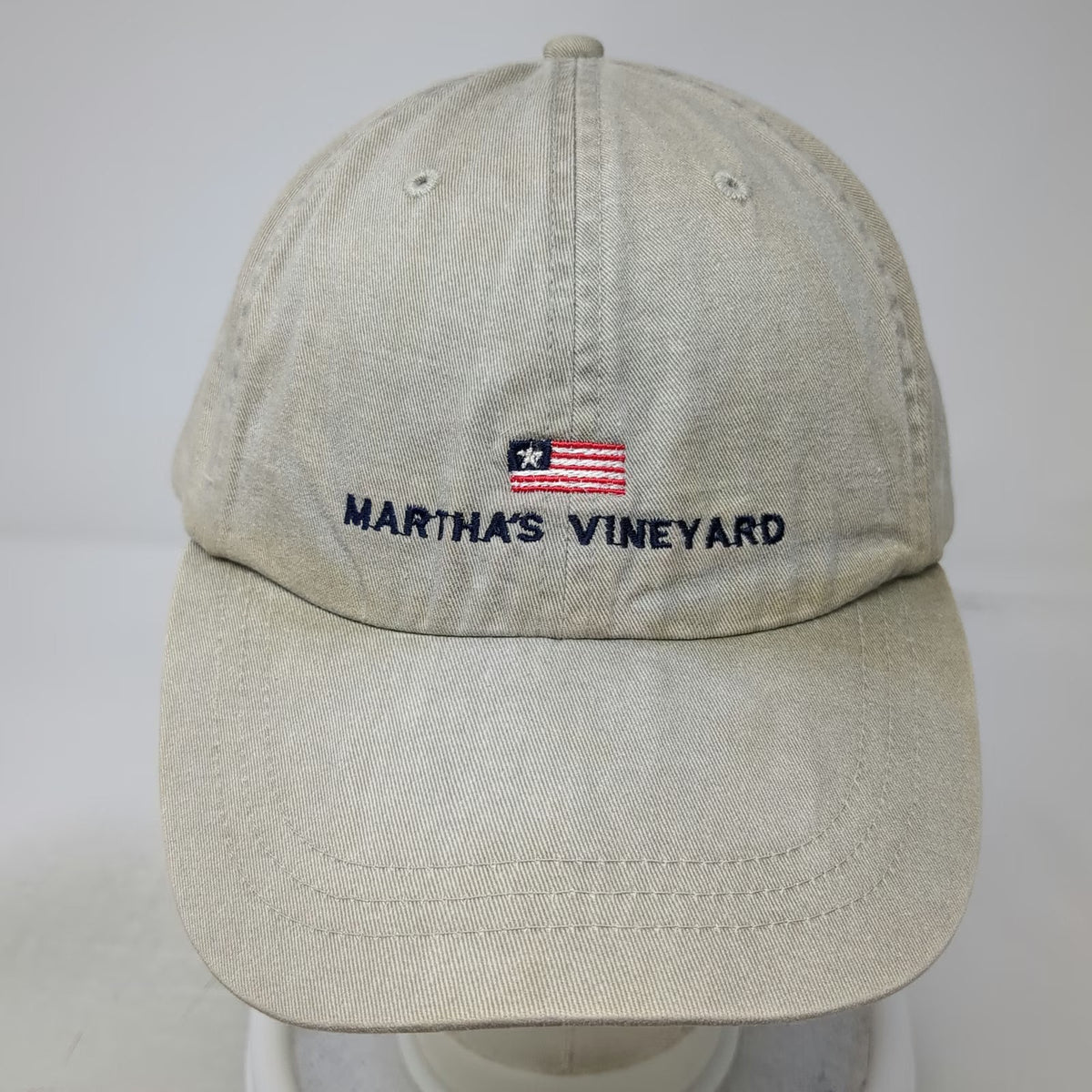 Adams Martha's Vineyard American Flag Baseball Cap Beige One Size Leather Hat