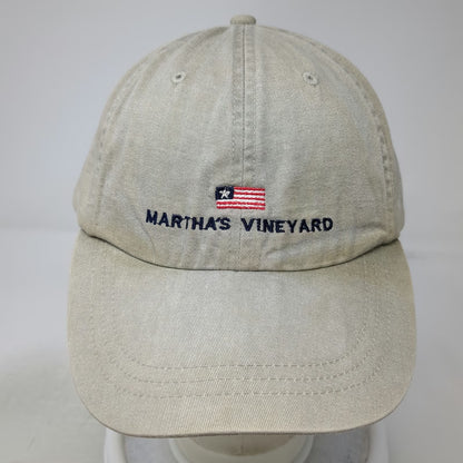 Adams Martha's Vineyard American Flag Baseball Cap Beige One Size Leather Hat