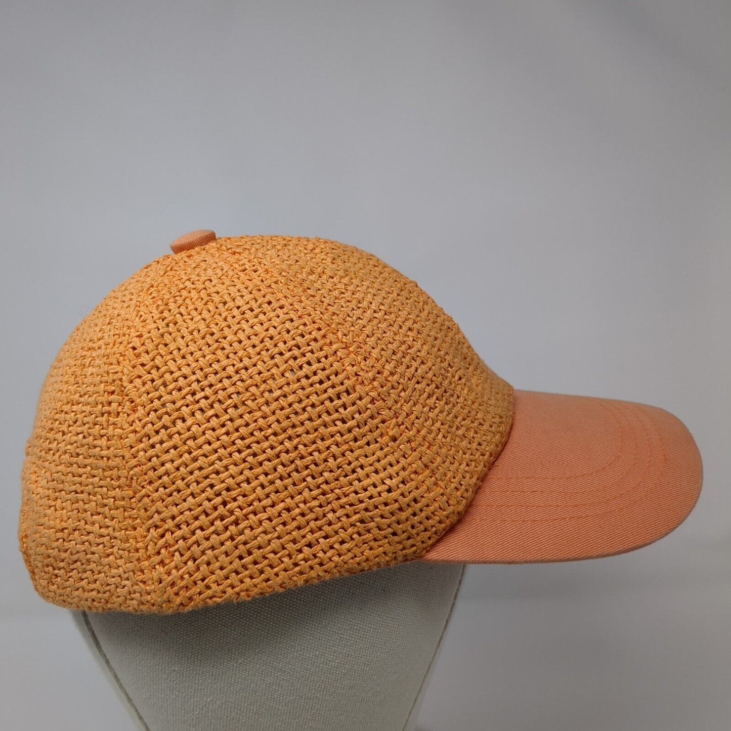 Unbranded Strapback Straw Hat Orange OSFA Adjustable Breathable 6 Panel Blank