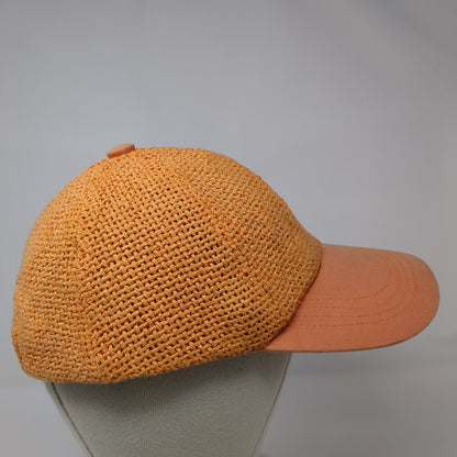 Unbranded Strapback Straw Hat Orange OSFA Adjustable Breathable 6 Panel Blank