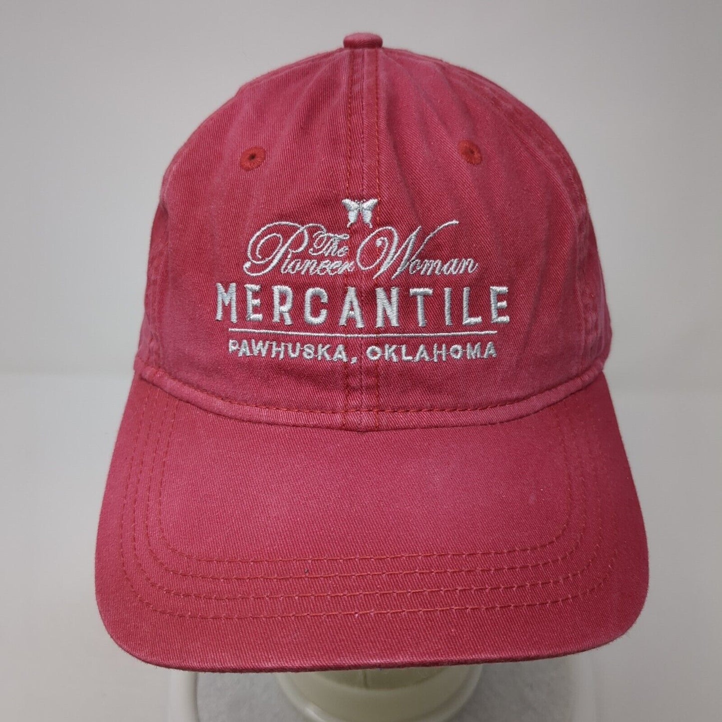 The Pioneer Woman Mercantile Pawhuska Oklahoma Slideback Hat Red OS Adjustable