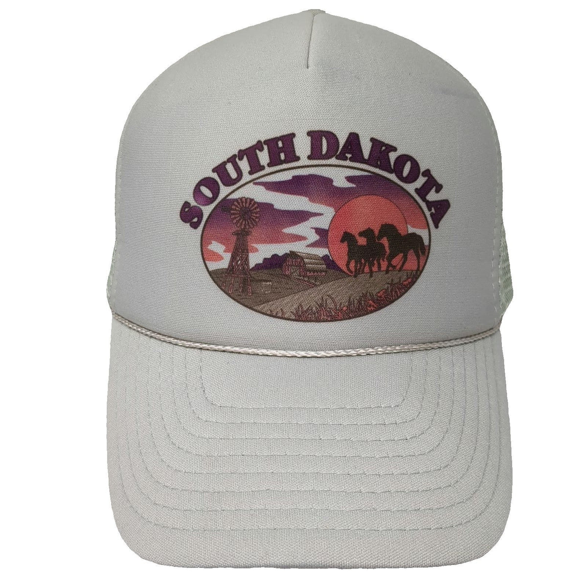 Nissin Cap Trucker Hat Green OSFM South Dakota Horse Windmill Barn Mesh Snapback