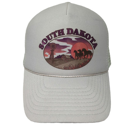 Nissin Cap Trucker Hat Green OSFM South Dakota Horse Windmill Barn Mesh Snapback