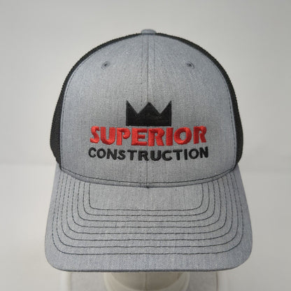 Superior Construction Snapback Trucker Hat Gray OS Adjustable Mesh Richardson