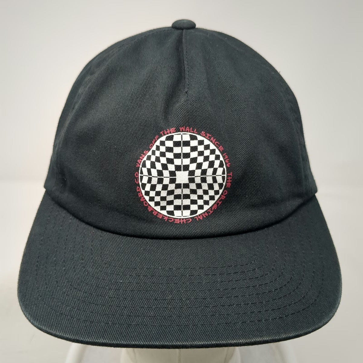 Vans 5 Panel Black One Size Checkerboard Hat Snapback Flat Brim Off The Wall