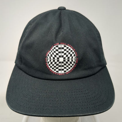 Vans 5 Panel Black One Size Checkerboard Hat Snapback Flat Brim Off The Wall