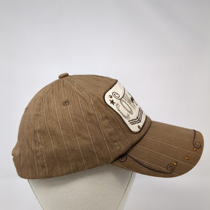 Cow Girl Strapback Hat Brown One Size Adjustable Embroidered Bling W&F Cotton