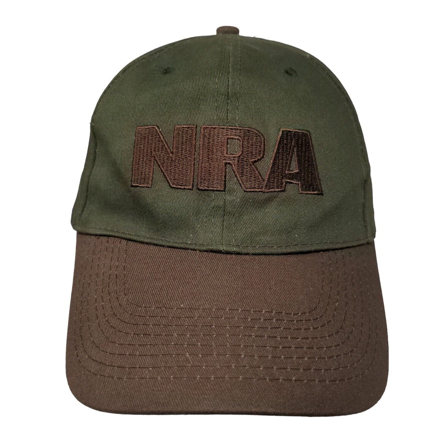 NRA Strapback Hat Green 58cm Embroidered Adjustable 6 Panel Colorblock