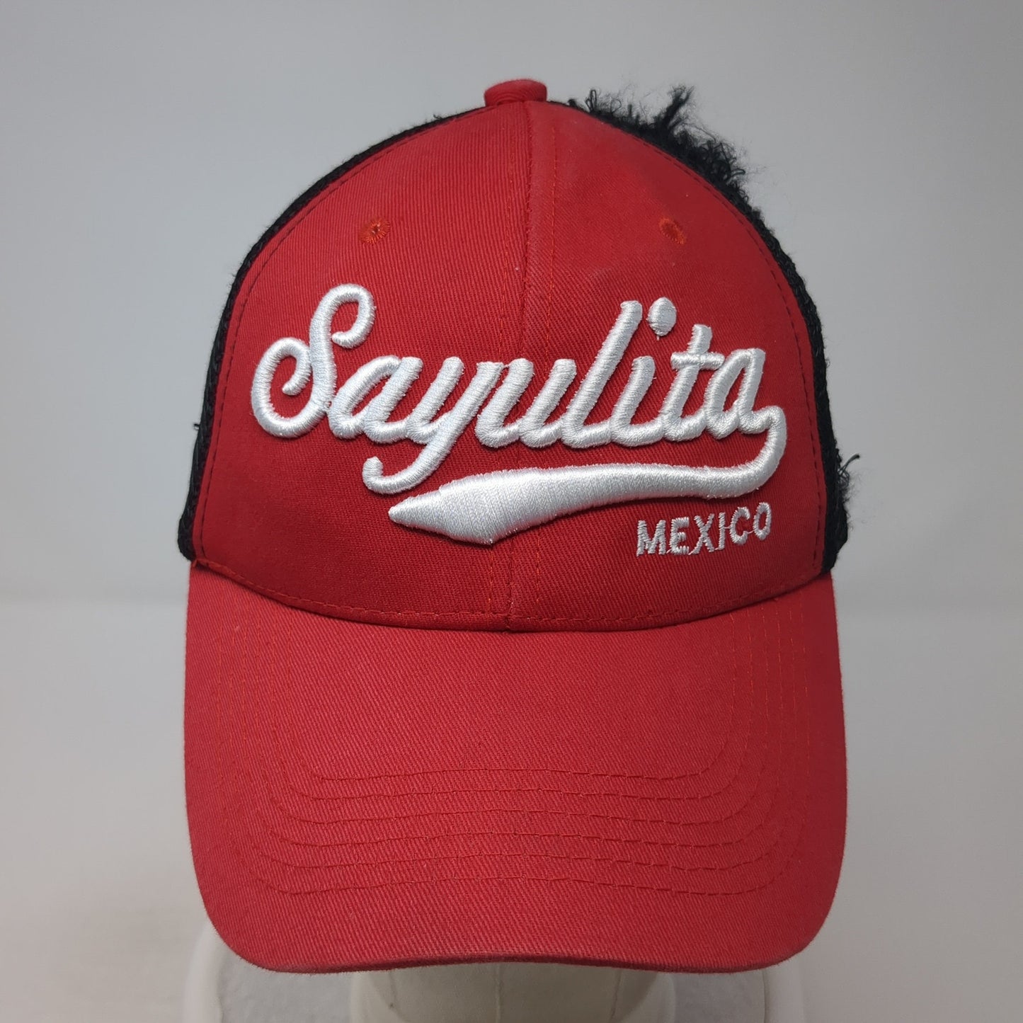 Sayulita Mexico Strapback Trucker Hat Red One Size Mesh Back Adjustable