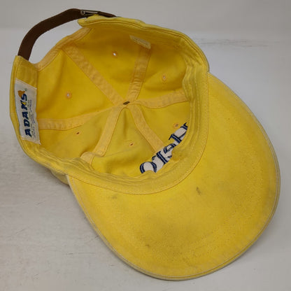 Adams Baseball Cap Yellow One Size Leather Strap Hero Islands Vermont Cotton Hat
