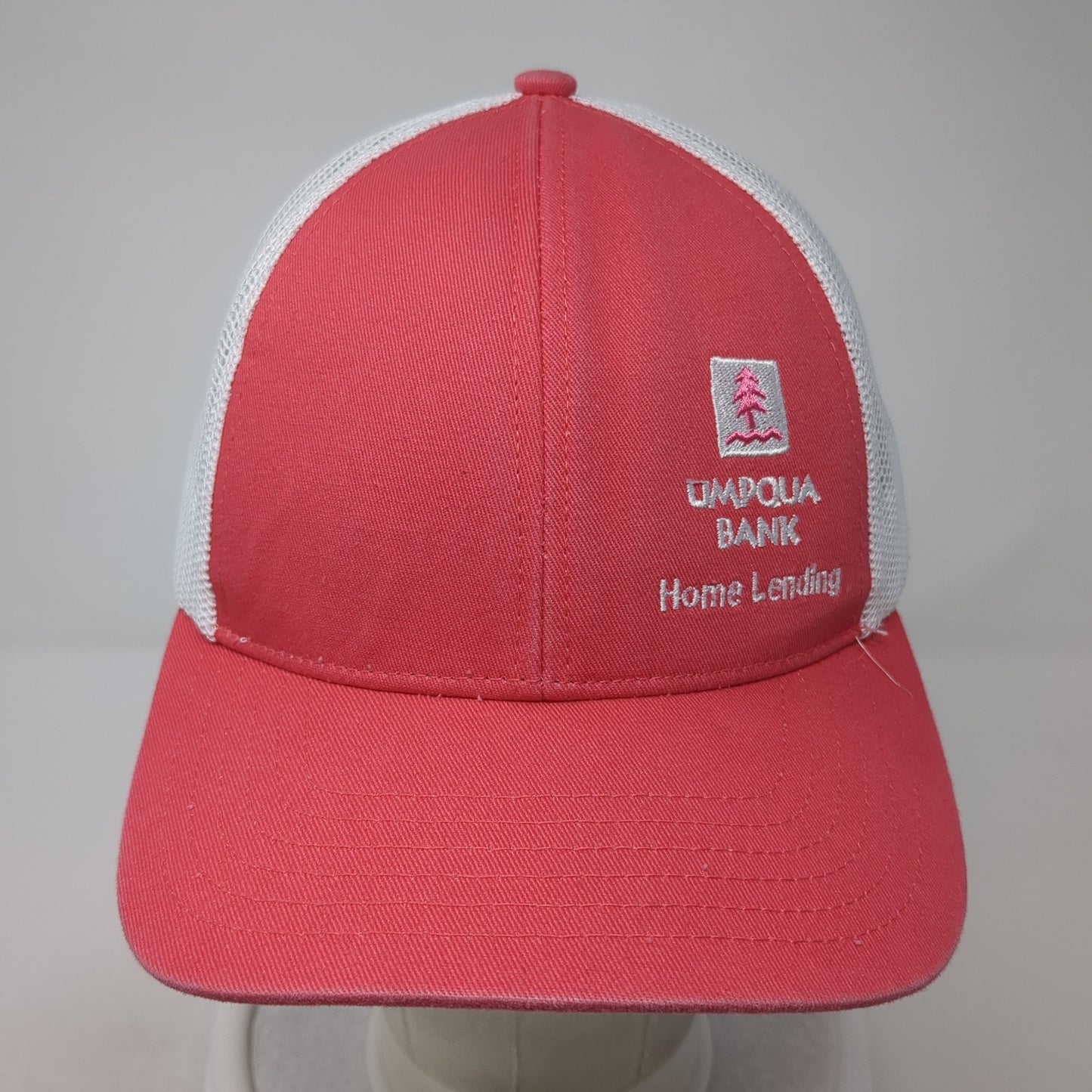 Umpqua Bank Home Lending Trucker Hat Red OS Adjustable Mesh Back Outdoor Cap