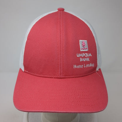 Umpqua Bank Home Lending Trucker Hat Red OS Adjustable Mesh Back Outdoor Cap