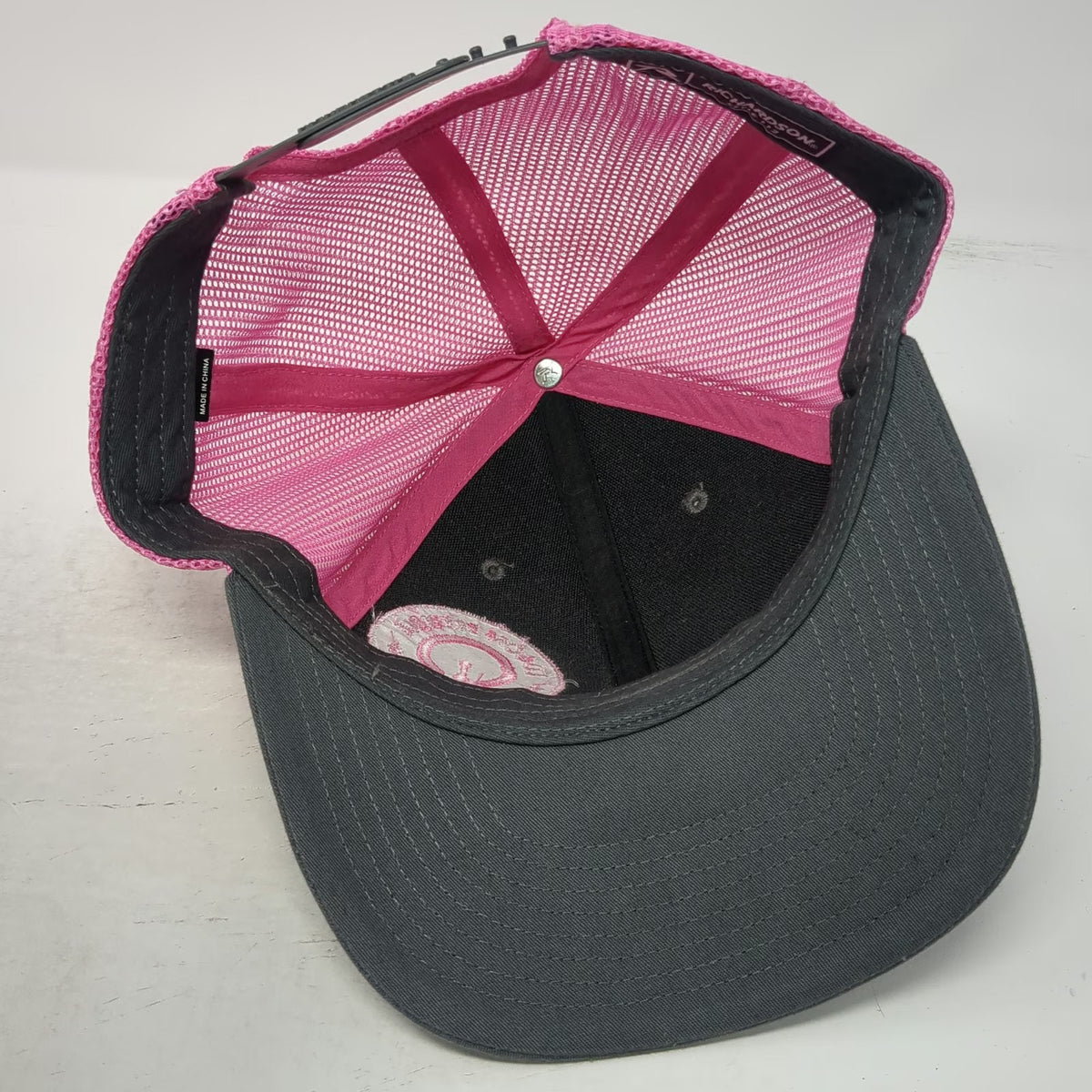 Richardson Trucker Hat Gray Pink One Size Logoff Brewing Mesh Back Snapback