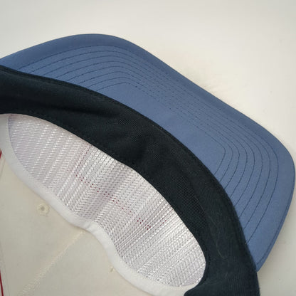Swannies 5 Panel White Blue One Size Snapback Patch Golf Hat Performance Sport