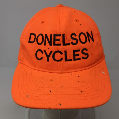 Donelson Cycles Snapback Hat Orange One Size Embroidered Speckled