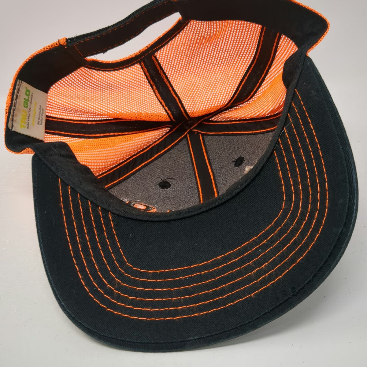 TRUGLO Baseball Cap Black Orange One Size Mesh Back Contrast Stitching Hat