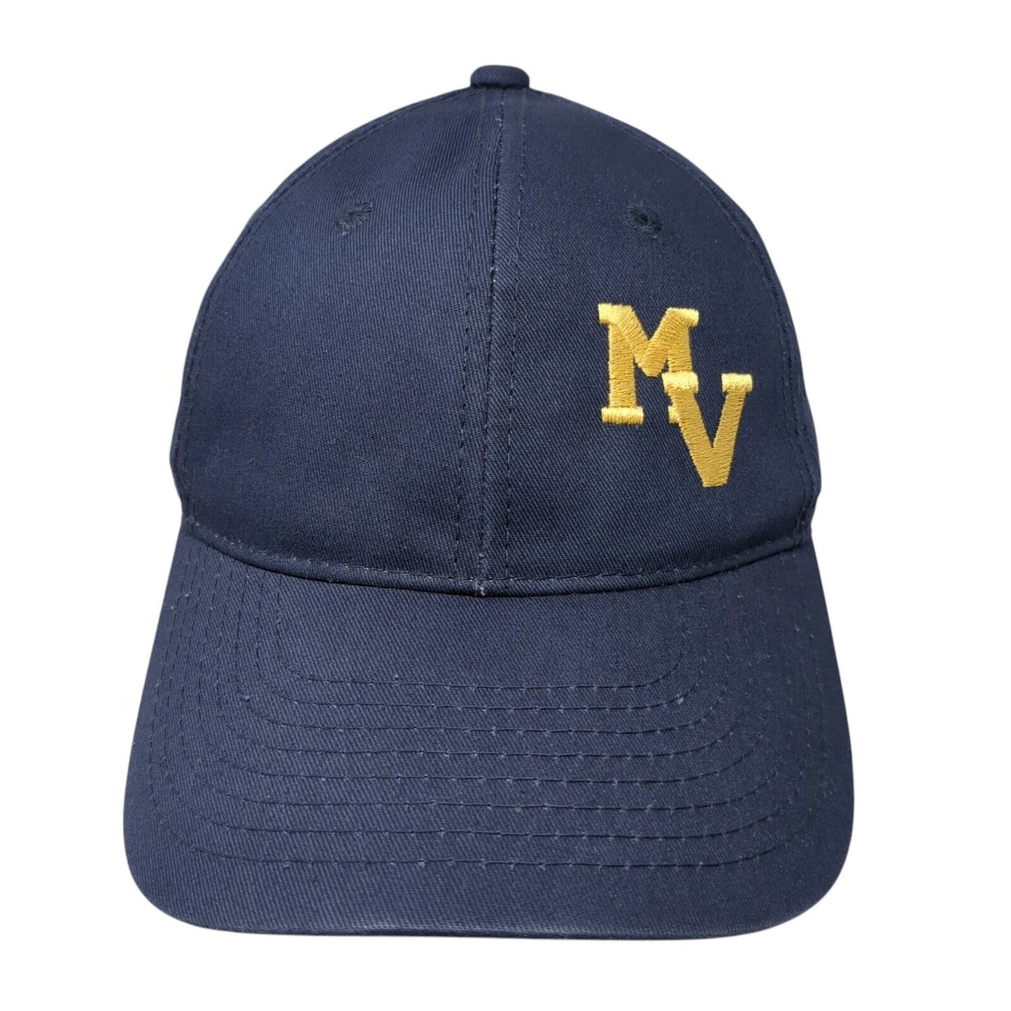 MV Strapback Hat Blue One Size Adjustable Embroidered Outdoor Cap