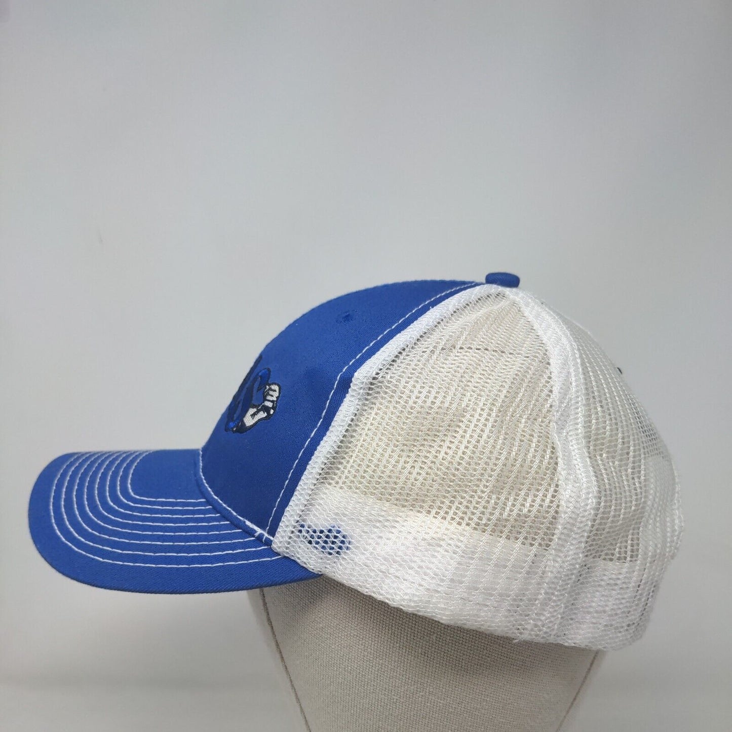 Atlas Snapback Mesh Back Trucker Hat Blue OSFM Embroidered Marine