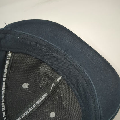 Nike Snapback Hat Blue Gray OSFM Air Swoosh Logo Flat Brim Cotton Embroidered