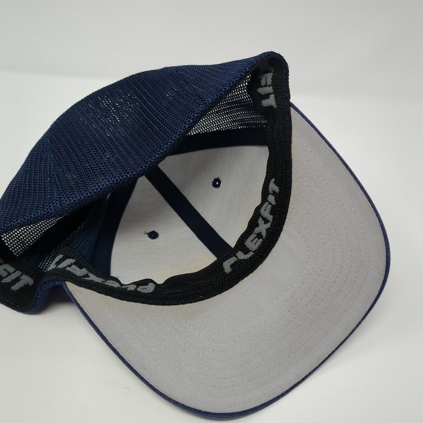 Port Authority Fitted Trucker Hat Blue L/XL Flexfit Mesh Back 6 Panel Blank
