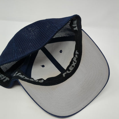 Port Authority Fitted Trucker Hat Blue L/XL Flexfit Mesh Back 6 Panel Blank